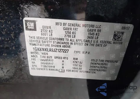 2018 GMC Acadia Sle-1 from USA, damaged, VIN 1GKKNKLA9JZ127227